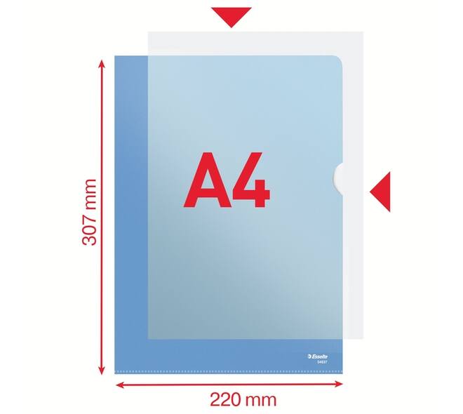 Insteekmap L-model Esselte standaard A4 0.11mm PP blauw 100 stuks
