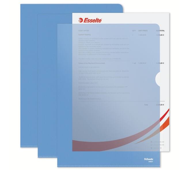 Insteekmap L-model Esselte standaard A4 0.11mm PP blauw 100 stuks