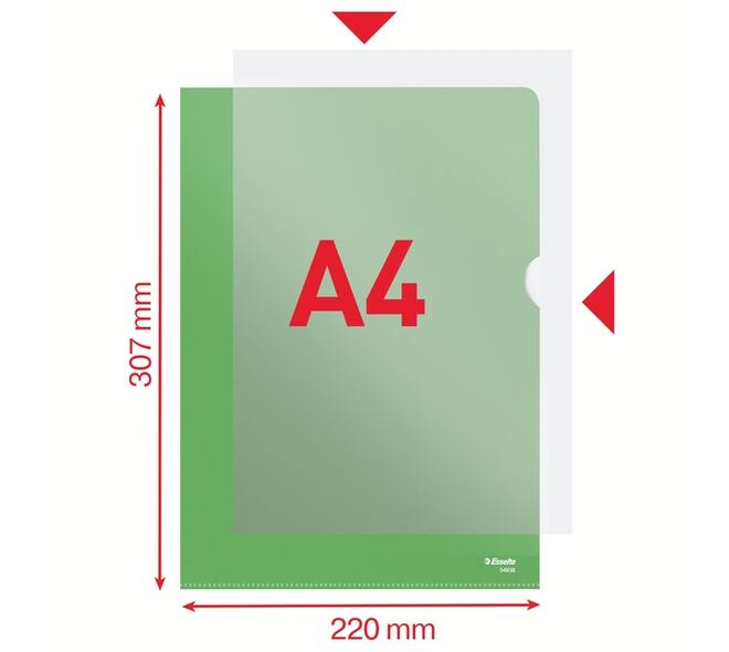 Insteekmap L-model Esselte standaard A4 0.11mm PP groen 100 stuks