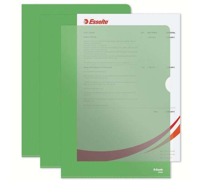 Insteekmap L-model Esselte standaard A4 0.11mm PP groen 100 stuks