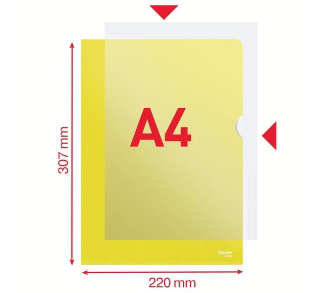 Insteekmap L-model Esselte standaard A4 0.11mm PP geel 100 stuks