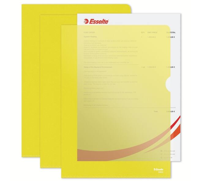 Insteekmap L-model Esselte standaard A4 0.11mm PP geel 100 stuks