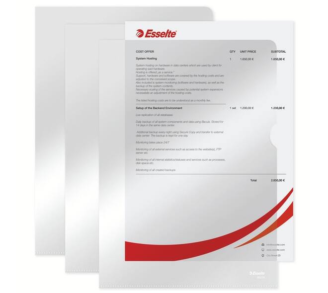 Insteekmap L-model Esselte standaard copy safe 0.11mm PP A4 glashelder 100 stuks
