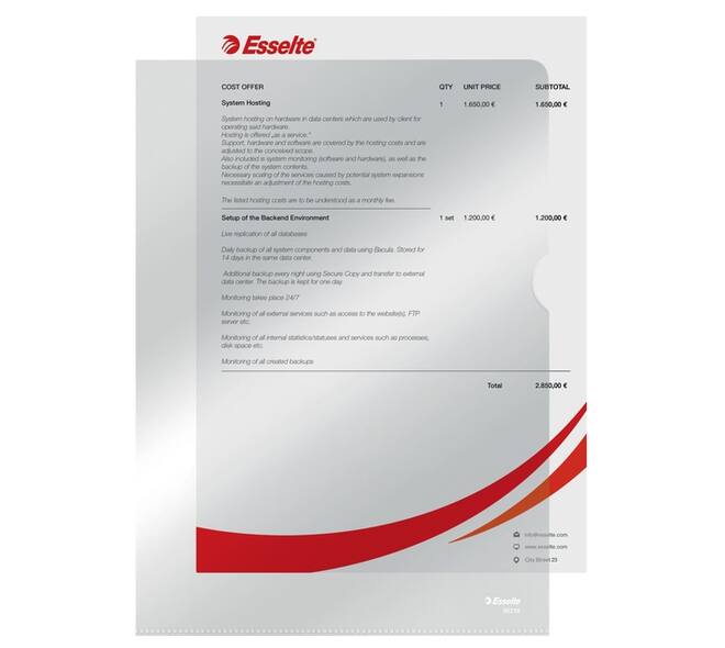 Insteekmap L-model Esselte standaard copy safe 0.11mm PP  A4 transparant 10 stuks