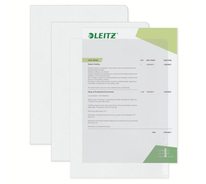 Insteekmap L-model Leitz Premium 0.13mm PP A4 transparant 100 stuks