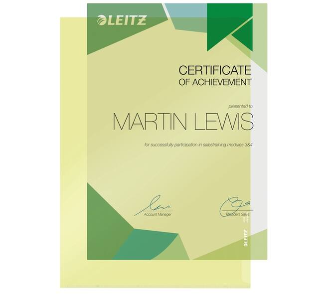 Insteekmap L-model Leitz Premium copy safe 0.15mm PVC A4 geel 100 stuks