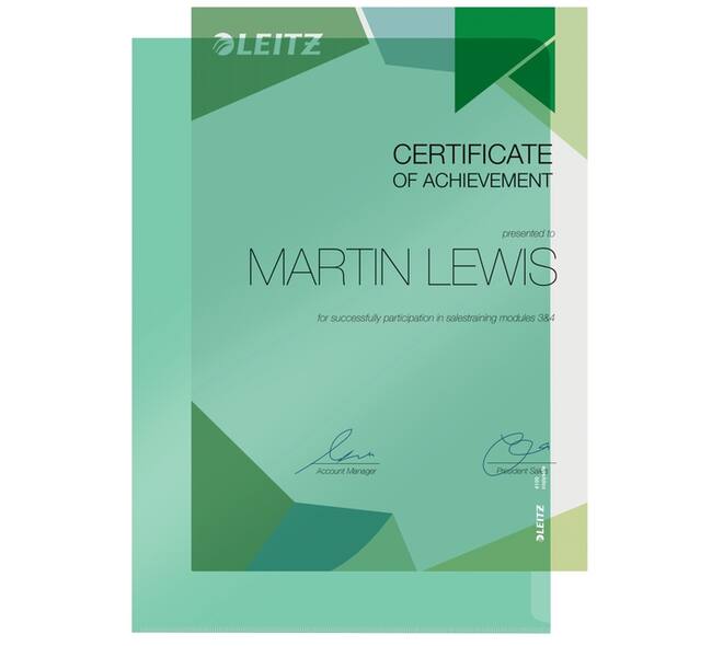 Insteekmap L-model Leitz Premium copy safe 0.15mm PVC A4 groen 100 stuks