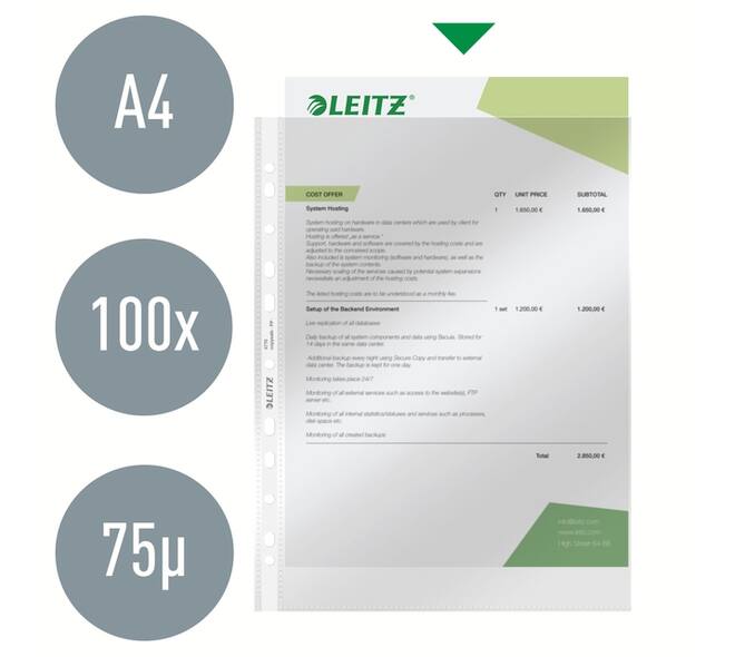 Showtas Leitz Premium standaard copy safe 0.08mm PP A4 transparant 100 stuks