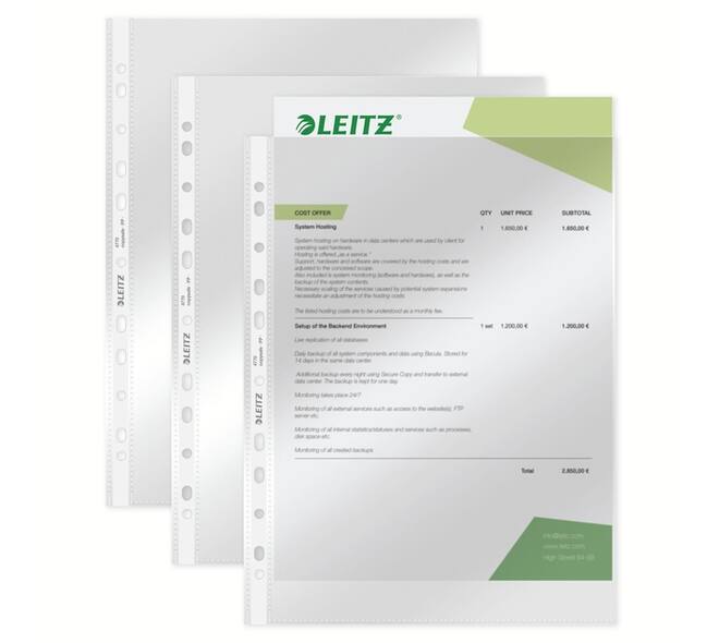 Showtas Leitz Premium standaard copy safe 0.08mm PP A4 transparant 100 stuks