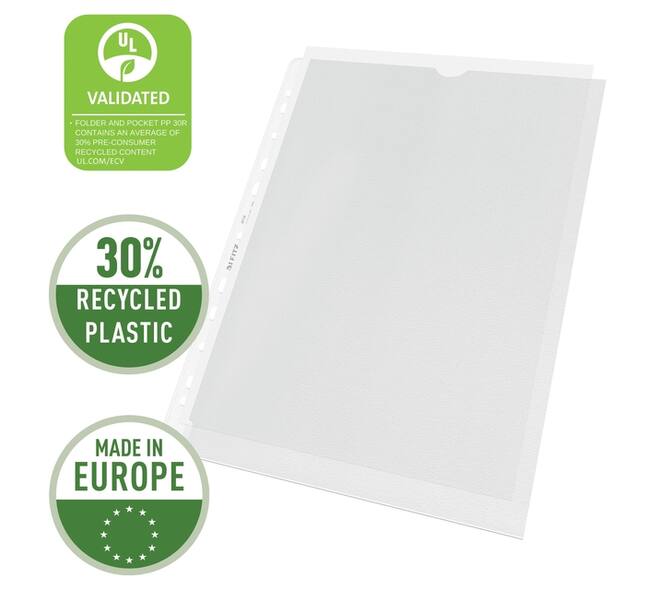 Showtas Leitz Premium links open 0.13mm PP A4 transparant 100 stuks
