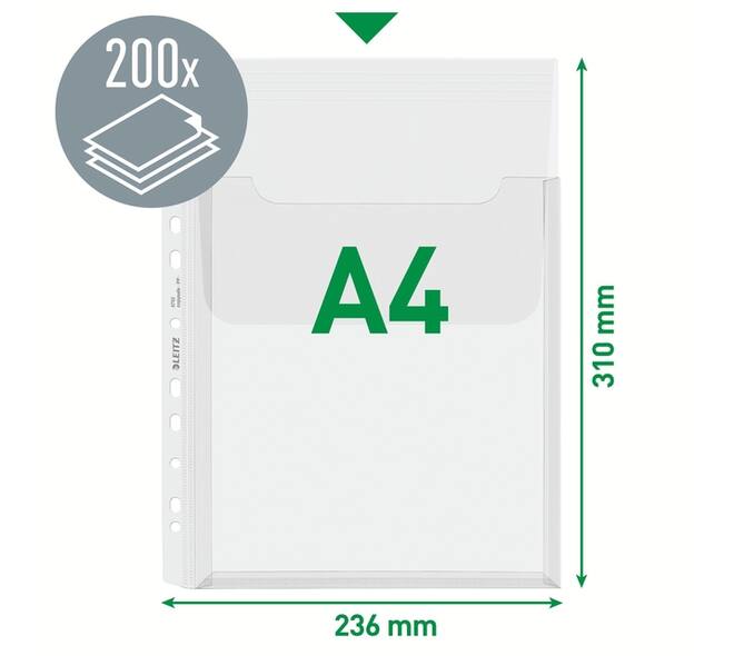 Harmonica showtas Leitz Premium met bovenklep copy safe PP A4  glashelder 5 stuks