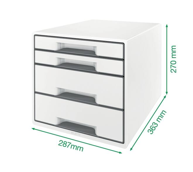 Ladenblok Leitz WOW CUBE A4 maxi 4 laden wit/grijs