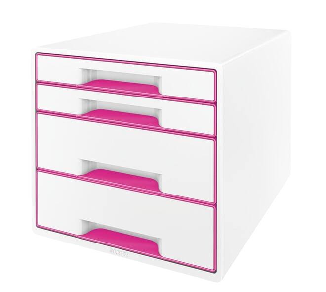 Ladenblok Leitz WOW 4 laden wit/roze