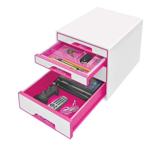 Ladenblok Leitz WOW 4 laden wit/roze