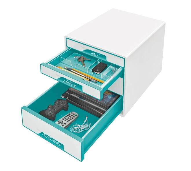 Ladenblok Leitz WOW 4 laden wit/ijsblauw