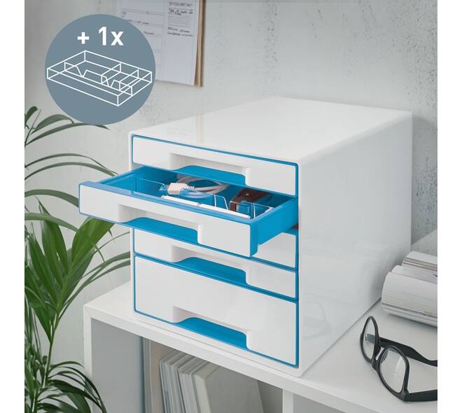 Ladenblok Leitz WOW 5 laden wit/blauw