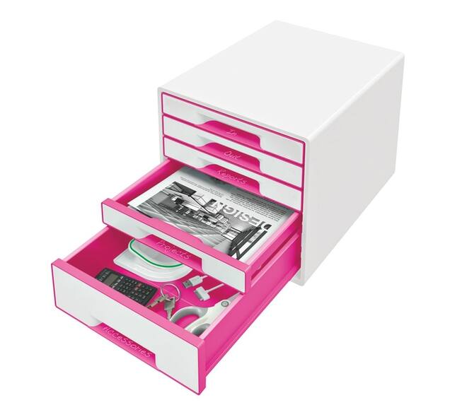 Ladenblok Leitz WOW 5 laden wit/roze