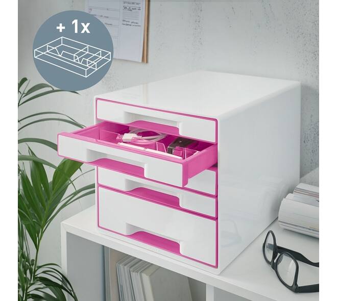 Ladenblok Leitz WOW 5 laden wit/roze