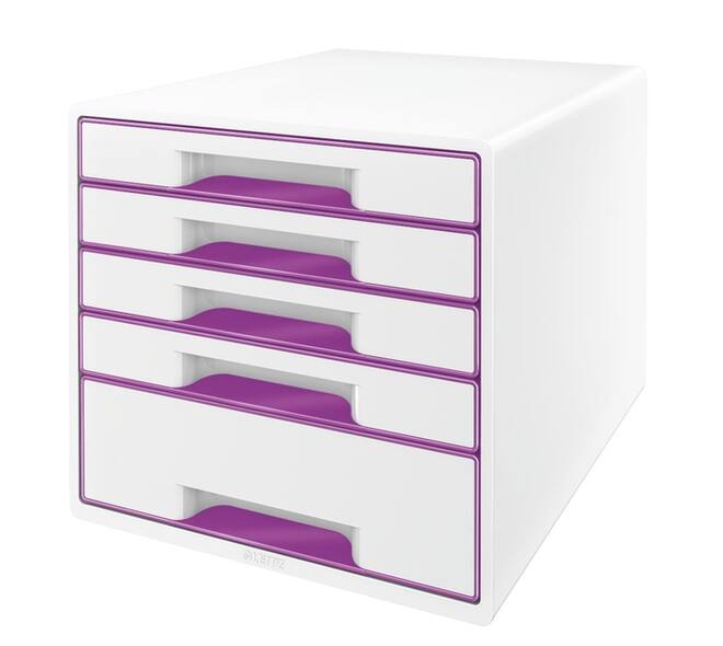 Ladenblok Leitz WoW 5 laden wit/paars