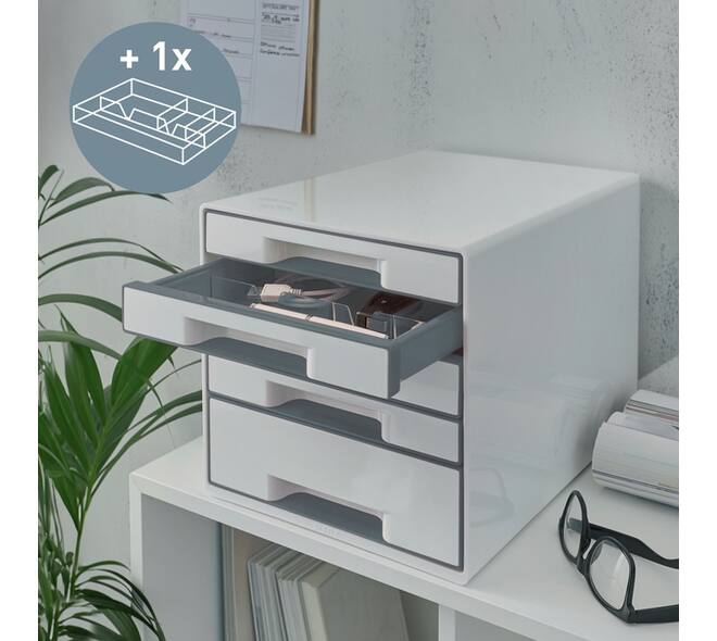 Ladenblok Leitz WOW CUBE A4 maxi 5 laden wit/grijs