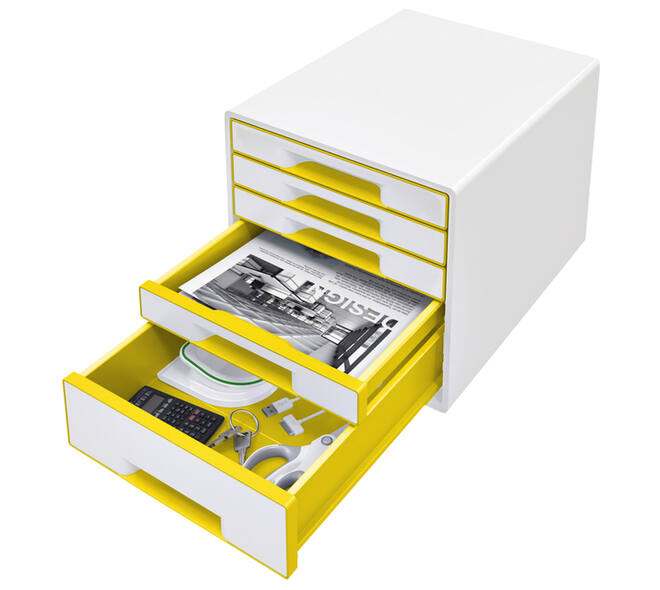 Ladenblok Leitz WOW CUBE 5 laden wit/geel