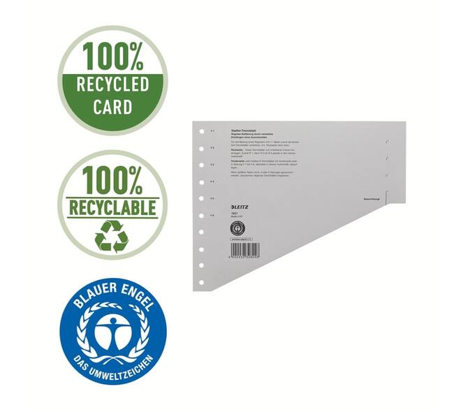 Scheidingsbladen Leitz A4 karton 200gr 11-gaats grijs 100 stuks
