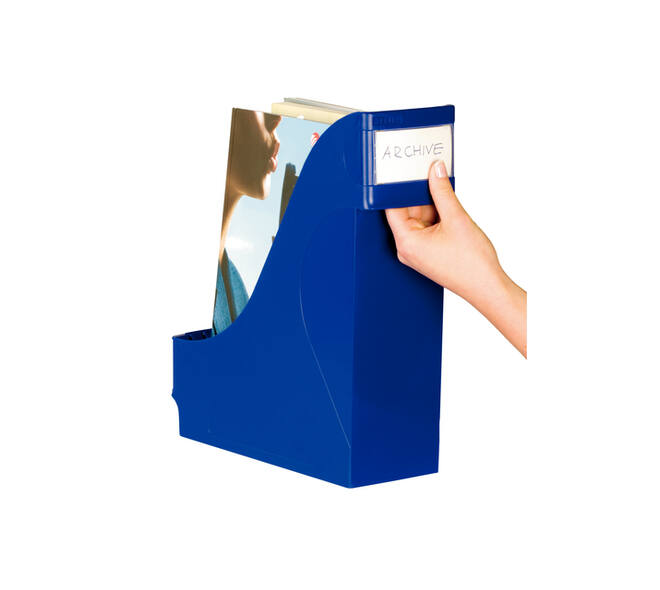 Tijdschriftencassette Leitz extra breed blauw