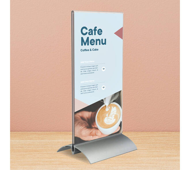 Kaarthouder Europel T-standaard 1/3 A4 staand acryl / aluminium