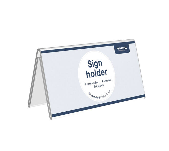 Tafelnaambord Europel V-standaard 70x150mm acryl