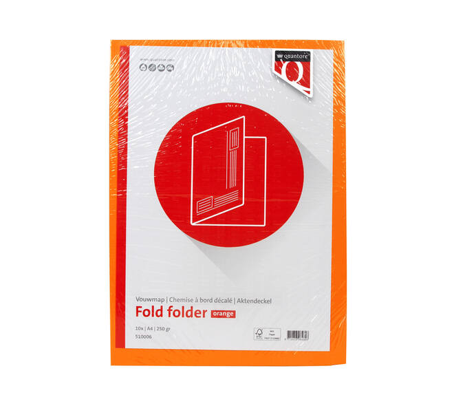 Vouwmap Quantore A4 ongelijke zijde 250gr oranje