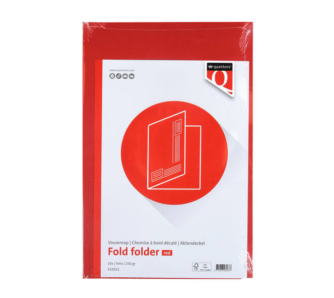 Vouwmap Quantore Folio ongelijke zijde 250gr rood