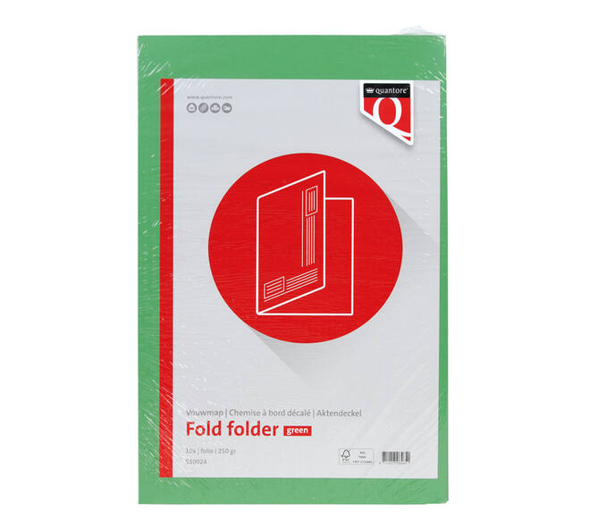 Vouwmap Quantore Folio ongelijke zijde 250gr groen