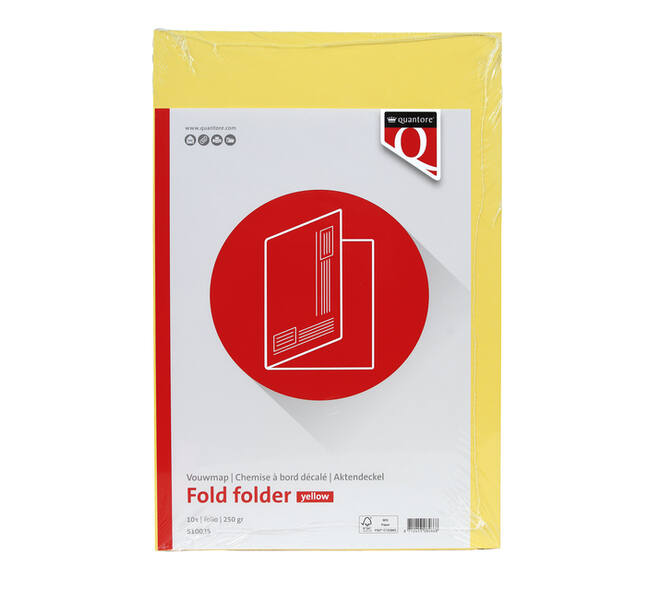 Vouwmap Quantore Folio ongelijke zijde 250gr geel