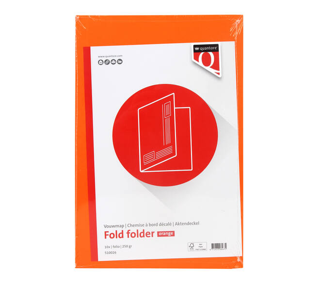 Vouwmap Quantore Folio ongelijke zijde 250gr oranje