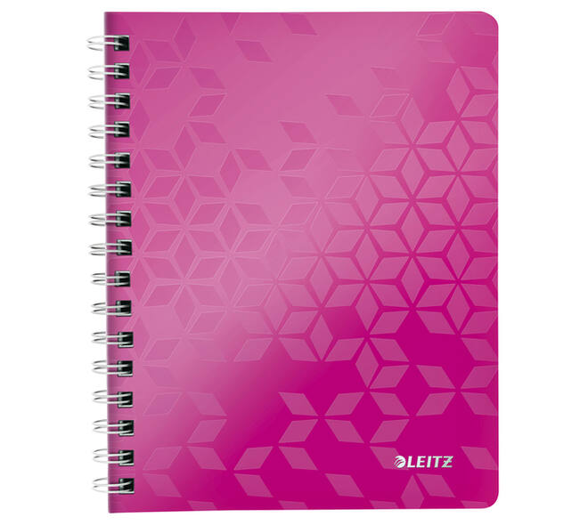 Notitieboek Leitz WOW A5 spiraal 160 pagina's lijn roze