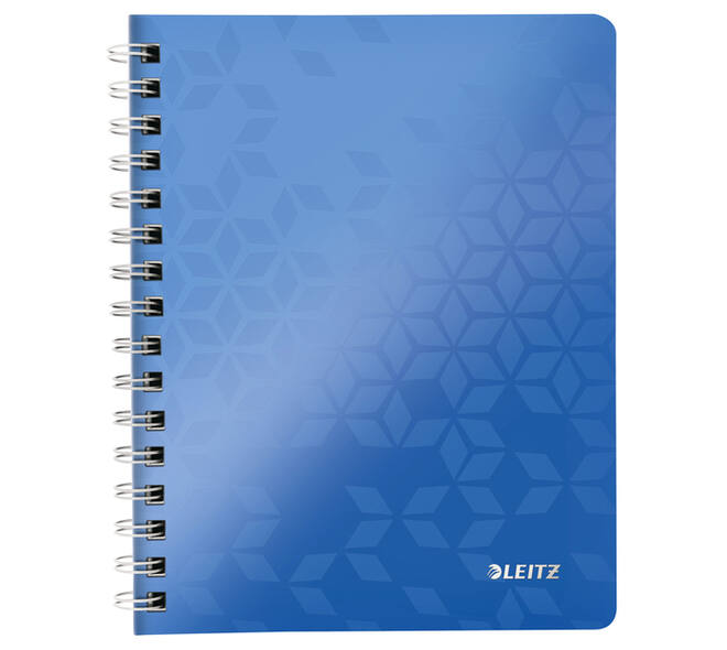 Notitieboek Leitz WOW A5 spiraal 160 pagina's lijn blauw