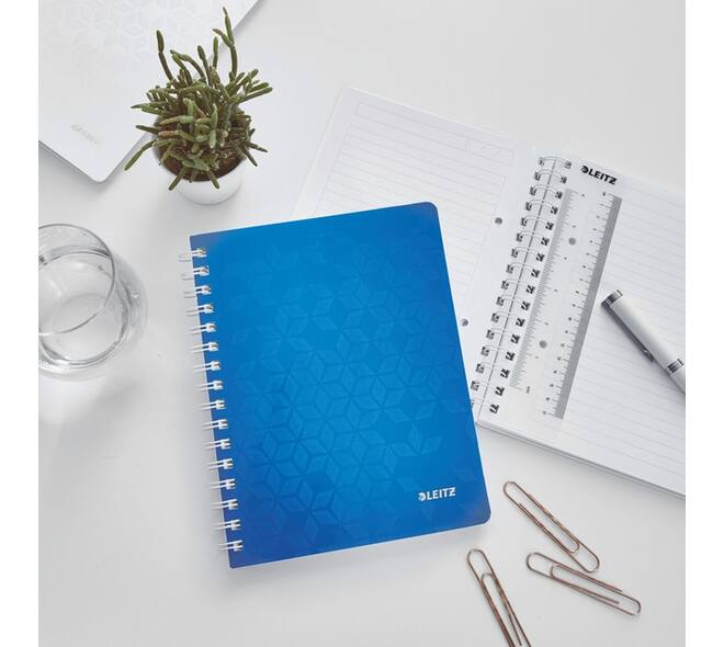 Notitieboek Leitz WOW A5 spiraal 160 pagina's lijn blauw