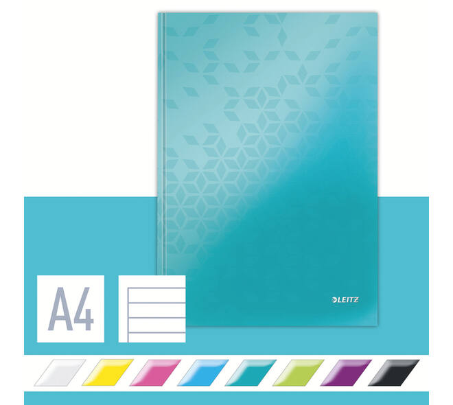 Notitieboek Leitz WOW A4 160 pagina's 90gr lijn ijsblauw
