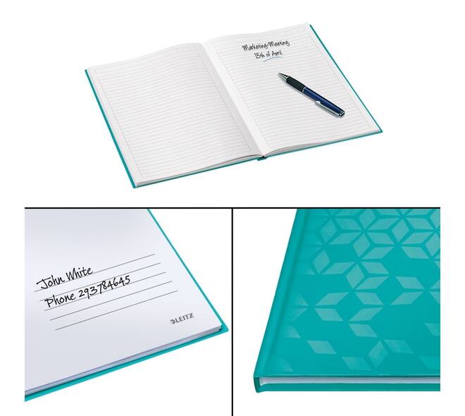 Notitieboek Leitz WOW A4 160 pagina's 90gr lijn ijsblauw
