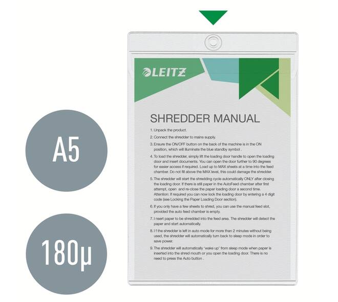 Insteekmap U-model Leitz Premium met ophangoog 0.20mm PVC A5 transparant 50 stuks