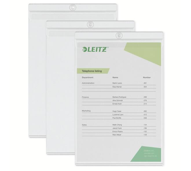 Insteekmap U-model Leitz Premium met ophangoog 0.20mm PVC A4 transparant 50 stuks