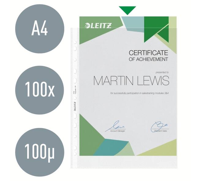 Showtas Leitz Premium 0.10mm PP A4 transparant 100 stuks