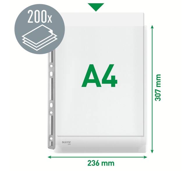 Harmonica showtas Leitz Premium 0.17mm metalen perforatiestrip copy safe A4 glashelder 3 stuks