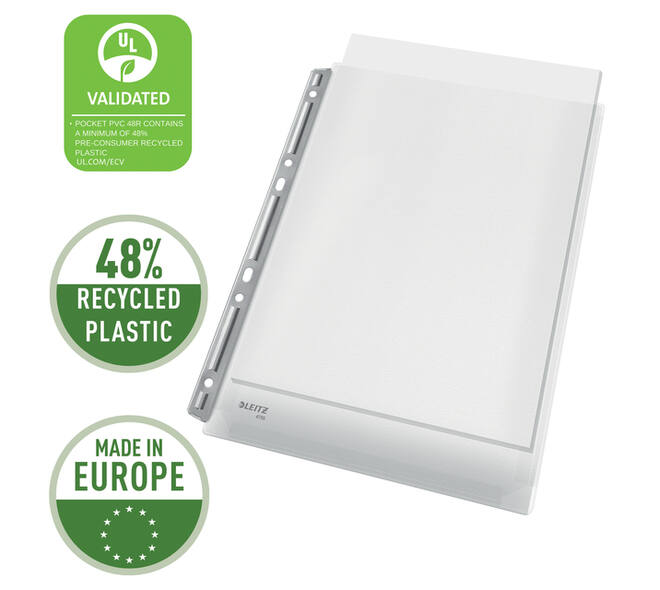 Harmonica showtas Leitz Premium 0.17mm metalen perforatiestrip copy safe A4 glashelder 3 stuks
