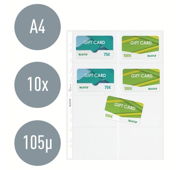 Showtas Leitz Premium voor visitekaartjes copy safe PP A4 glashelder 10 stuks