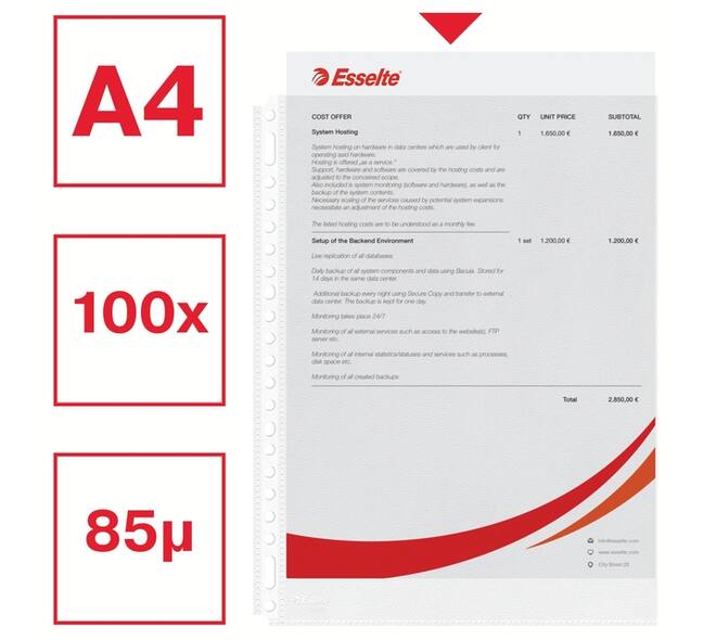 Showtas Esselte 0.08mm 21-gaats A4 mat 100 stuks