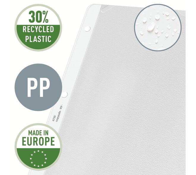 Showtas Leitz Premium copy safe 0.13mm 4-gaats PP A4 transparant 100 stuks