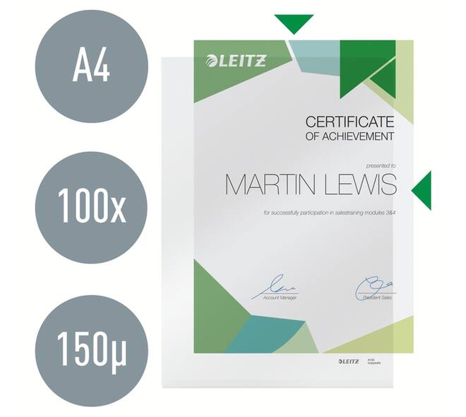 Insteekmap L-model Leitz Premium copy safe 0.15mm PVC A4 transparant 100 stuks