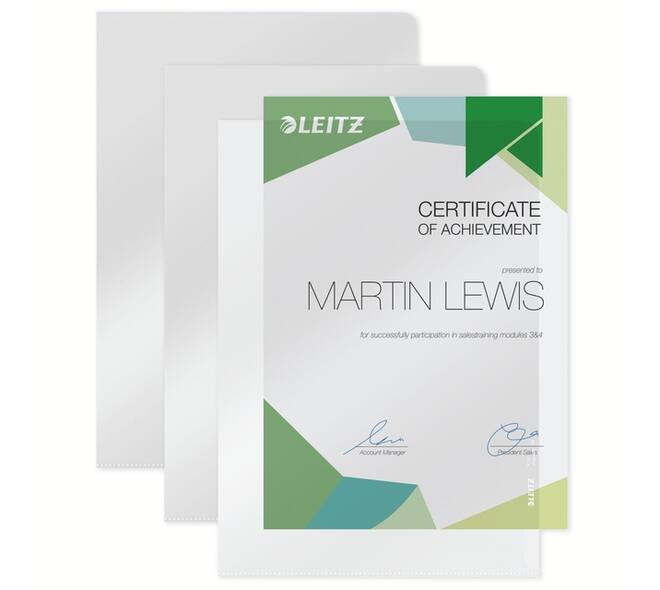 Insteekmap L-model Leitz Premium lasnaad copy safe 0.15mm PVC A4 transparant 100 stuks