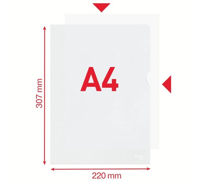 Insteekmap L-model Esselte standaard copy safe PP A4 transparant 100 stuks